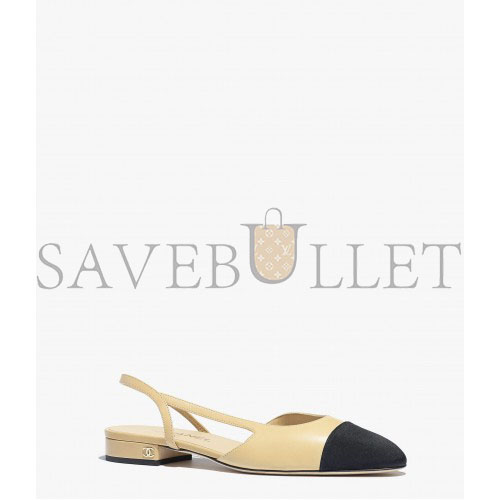 CHANEL SLINGBACKS GOATSKIN & GROSGRAINBEIGE & BLACK G31319 Y50006 C8378