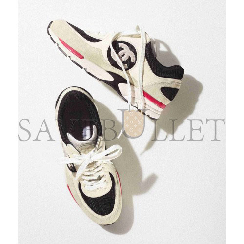 Ch*el sneakers calfskin, mesh & suede calfskinivory, black & beige g39066 y55828 k4292