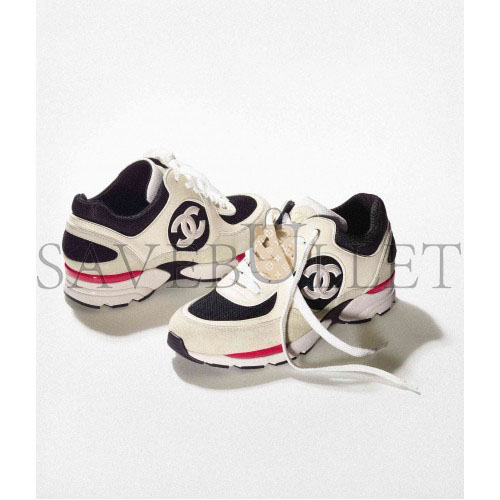 CHANEL SNEAKERS CALFSKIN, MESH & SUEDE CALFSKINIVORY, BLACK & BEIGE G39066 Y55828 K4292