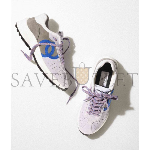 Ch*el sneakers suede kidskinlight purple, blue & dark gray  g39074 x56563 k4279