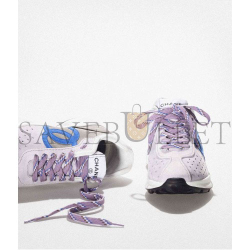 CHANEL SNEAKERS SUEDE KIDSKINLIGHT PURPLE, BLUE & DARK GRAY  G39074 X56563 K4279