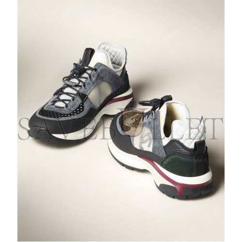 Ch*el sneakers fabric, suede calfskin, mesh & fabricblack, dark gray, white & light gray g39488 y56142 k4948