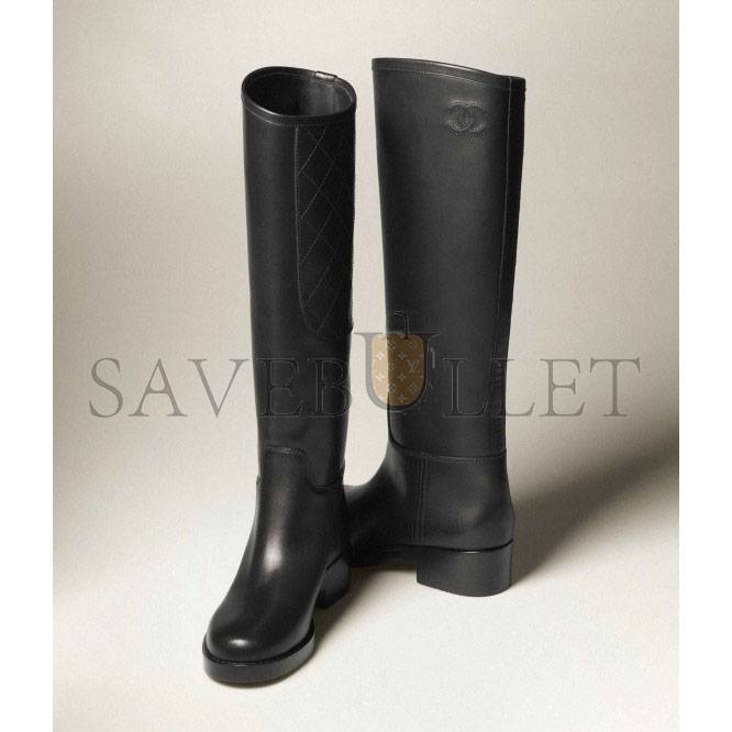 Ch*el high boots calfskin black g39212 x56669 94305