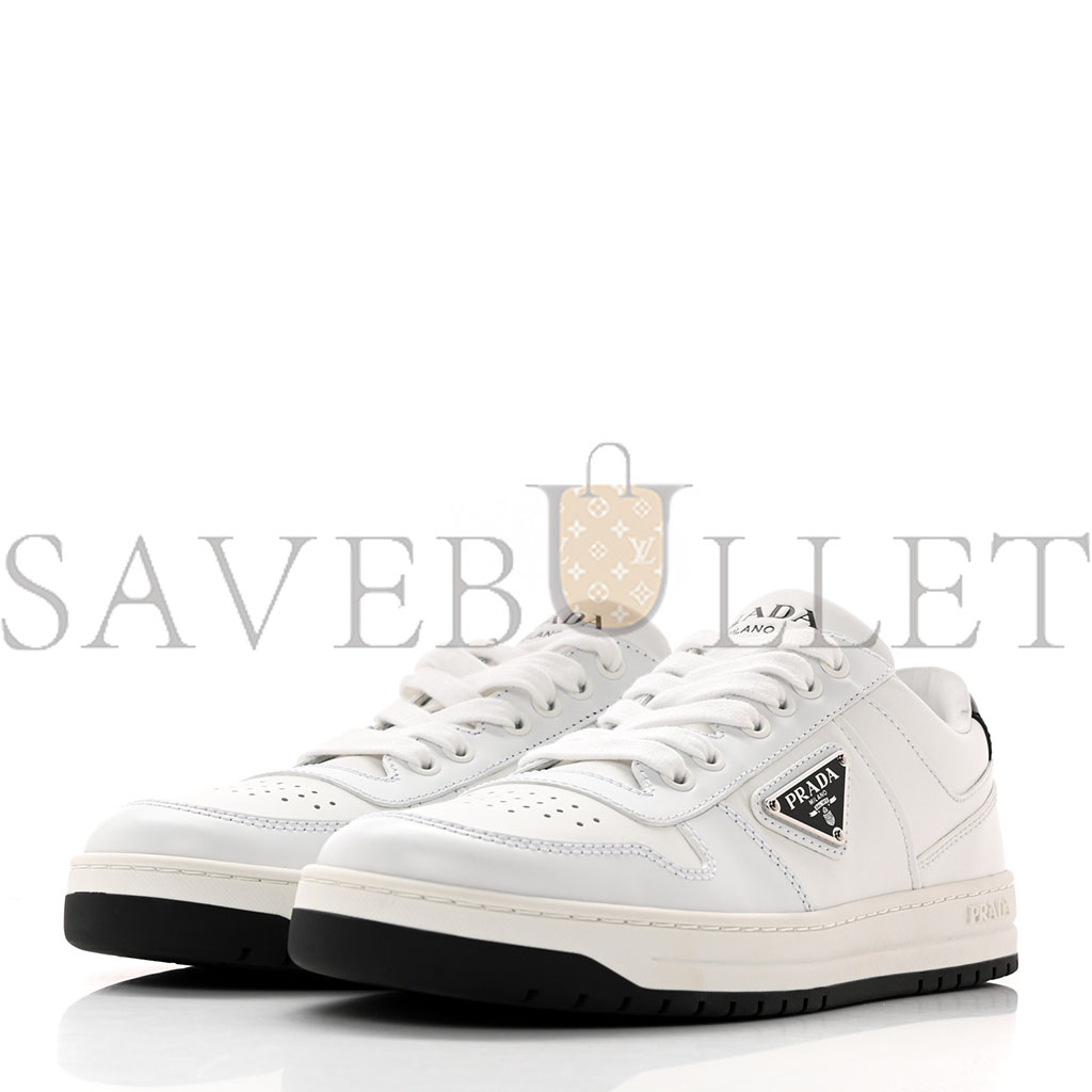 Pra*a vitello rois metal triangle logo womens downtown low top 30mm sneakers 39.5 white black