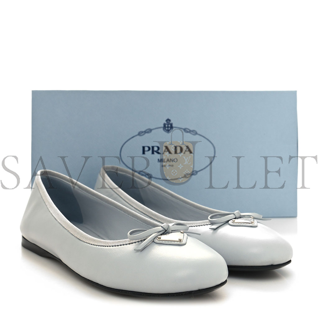 Pra*a metallic lambskin bow ballerina flats 38.5 fiordaliso