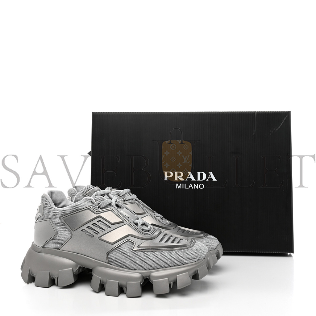 Pra*a rubber technical knit fabric cloudbust thunder sneakers 40 argento