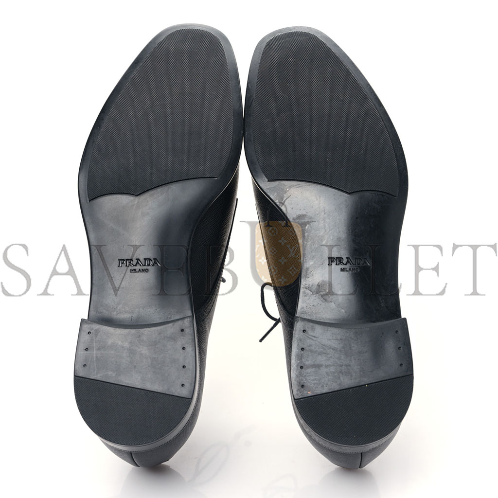 Pra*a saffiano mens plain toe derby loafers 8.5 black