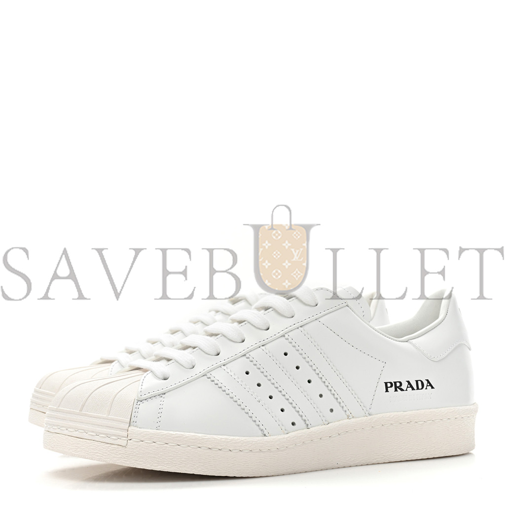 pra*a x Ad*s calfskin mens superstar 450 low top sneakers 8 white