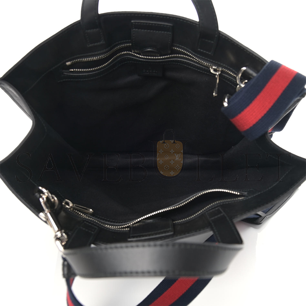 G*u*i gg sup*e monogram appia calfskin web vertical tote black (37*36*8cm)