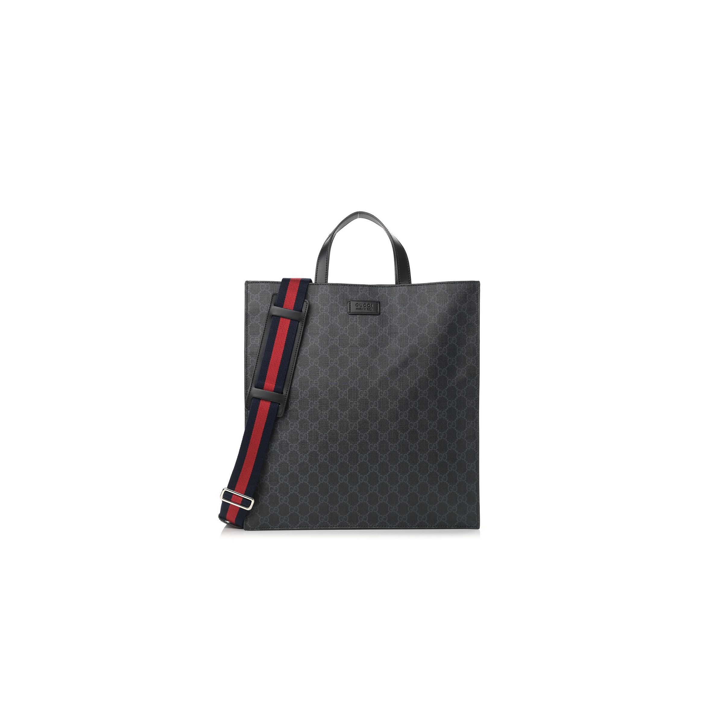 GUCCI GG SUPREME MONOGRAM APPIA CALFSKIN WEB VERTICAL TOTE BLACK (37*36*8cm)