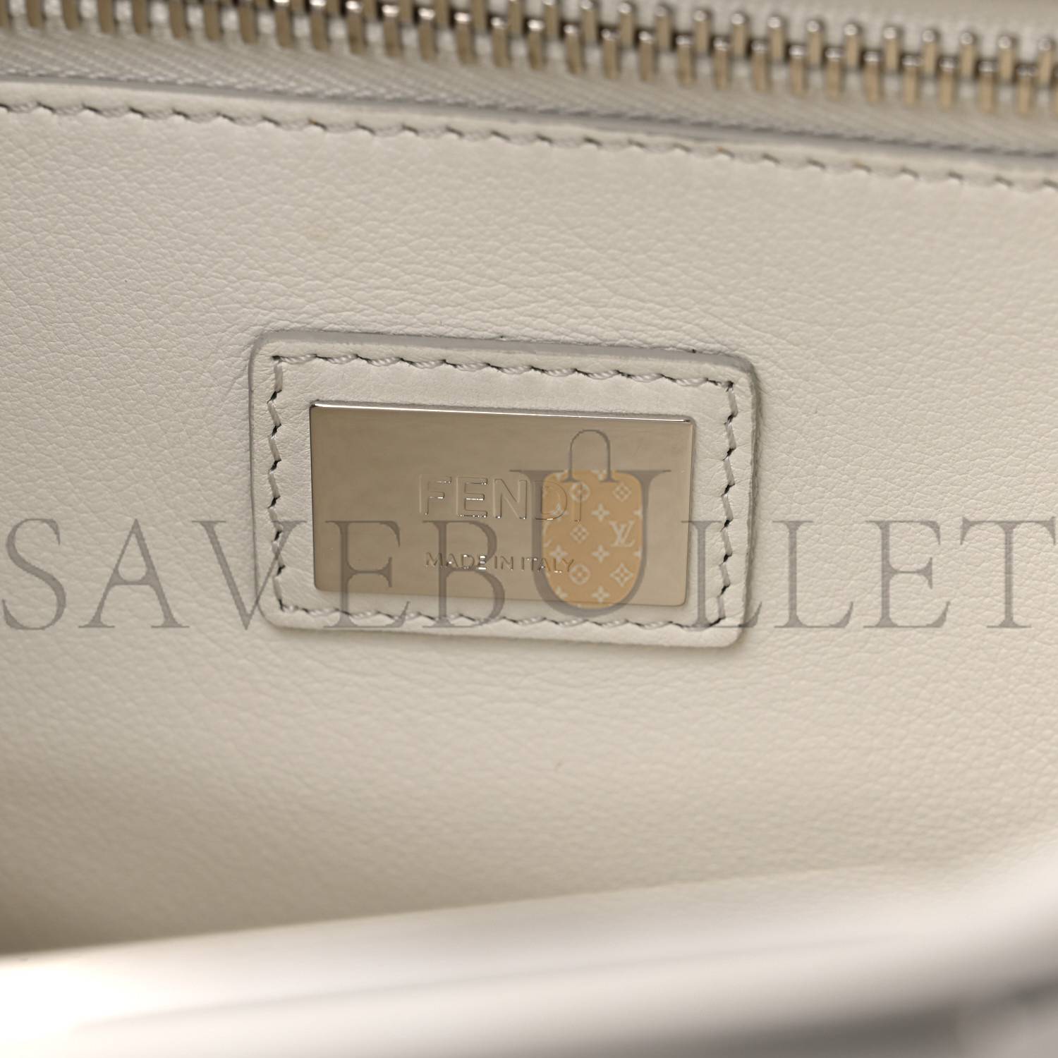 F**di vitello seta century nappa whipstitch medium peekaboo iconic satchel white (34*26*14cm)