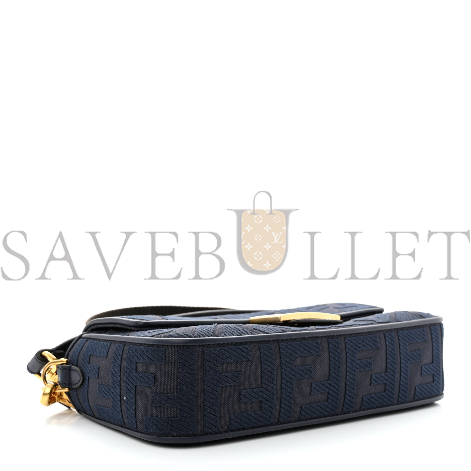 F**di canvas vitello king bi-color strap ff embroidered baguette midnight (27*16*6cm)