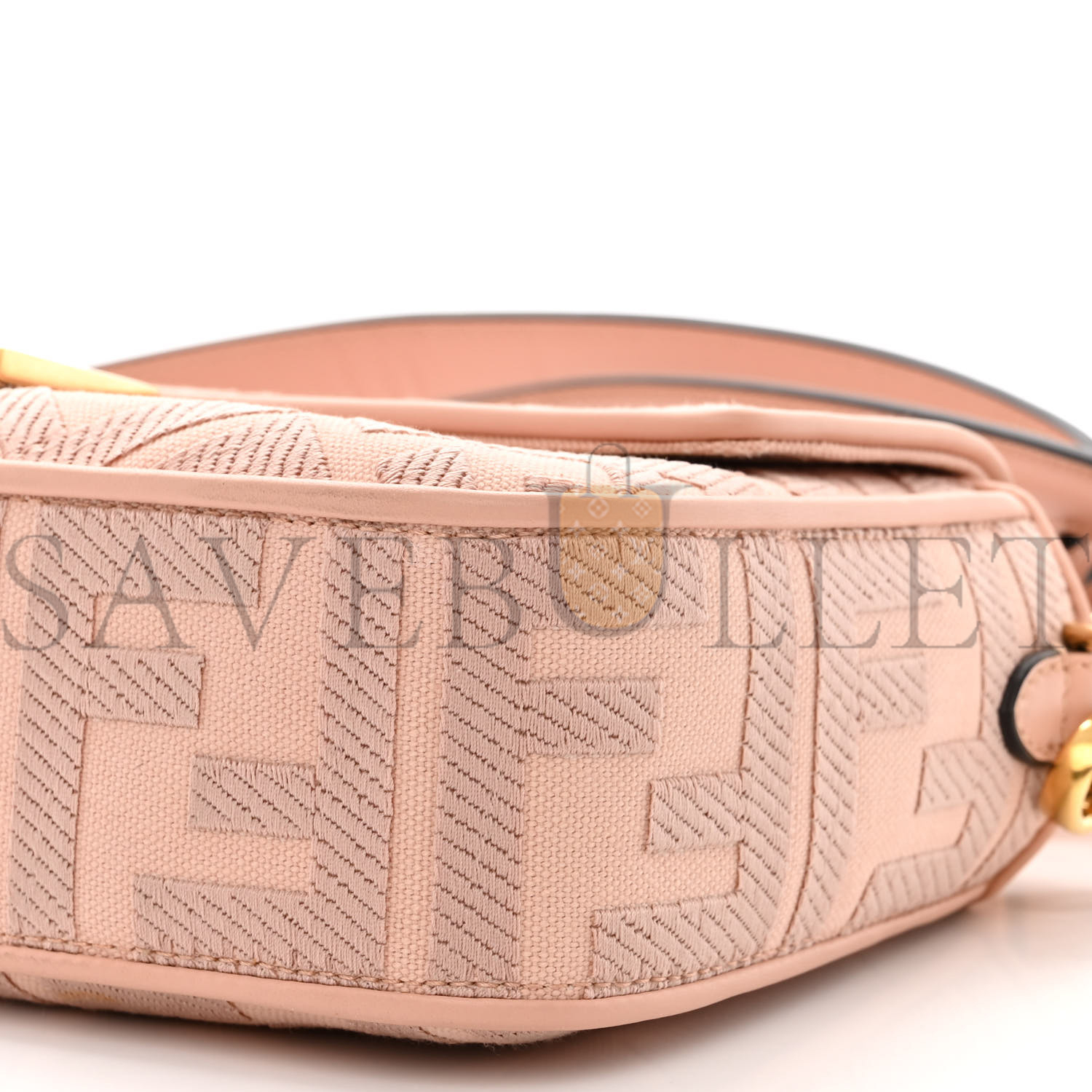 F**di canvas vitello king extra strap ff embroidered baguette baby pink (27*15*6cm)