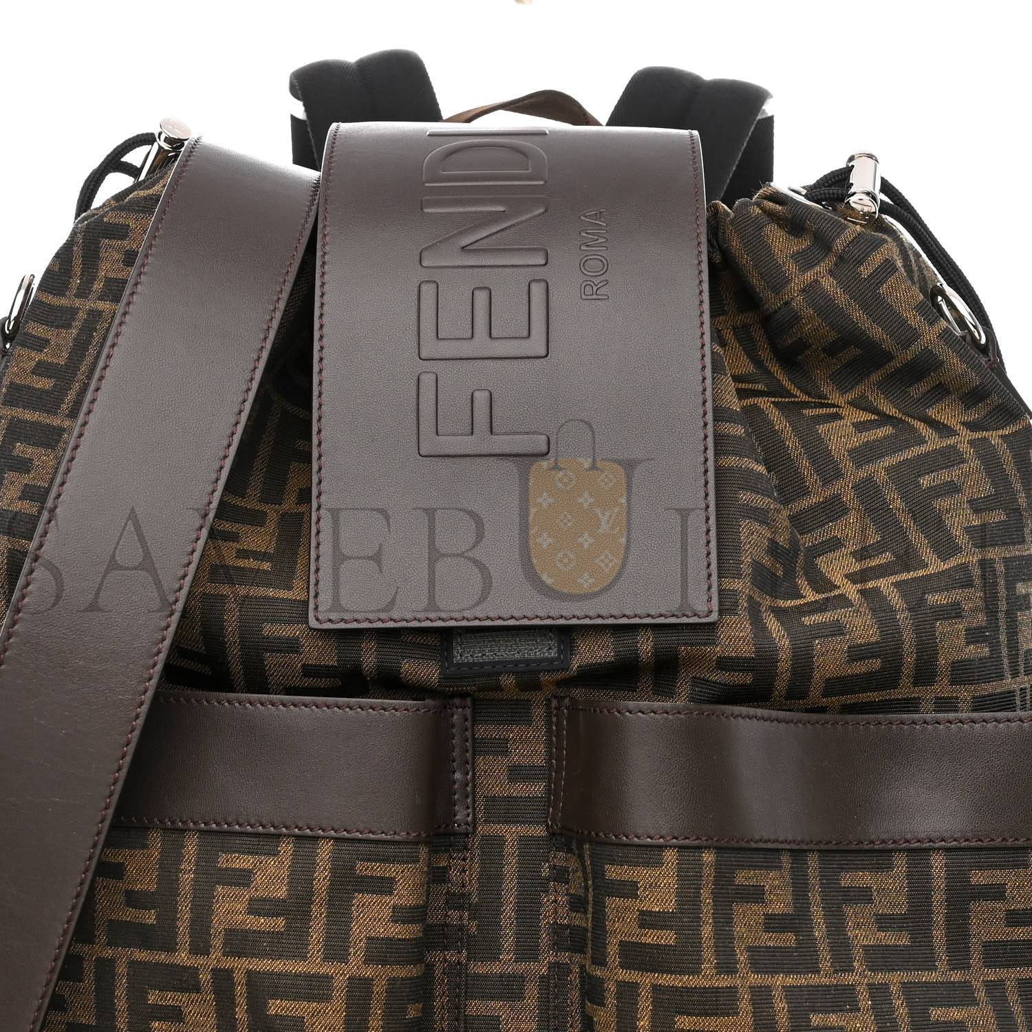 F**di recycled fabric jacquard vitello astro ff 1974 large F**di strike backpack tobacco moro ebano (46*34*15cm)