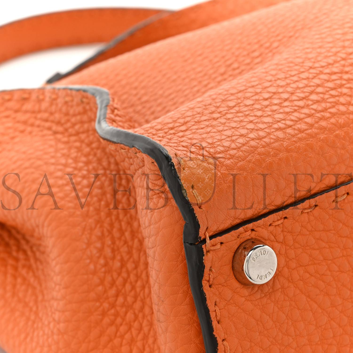 F**di cuoio romano selleria bi-color medium peekaboo iconic satchel orange stone (34*26*13cm)