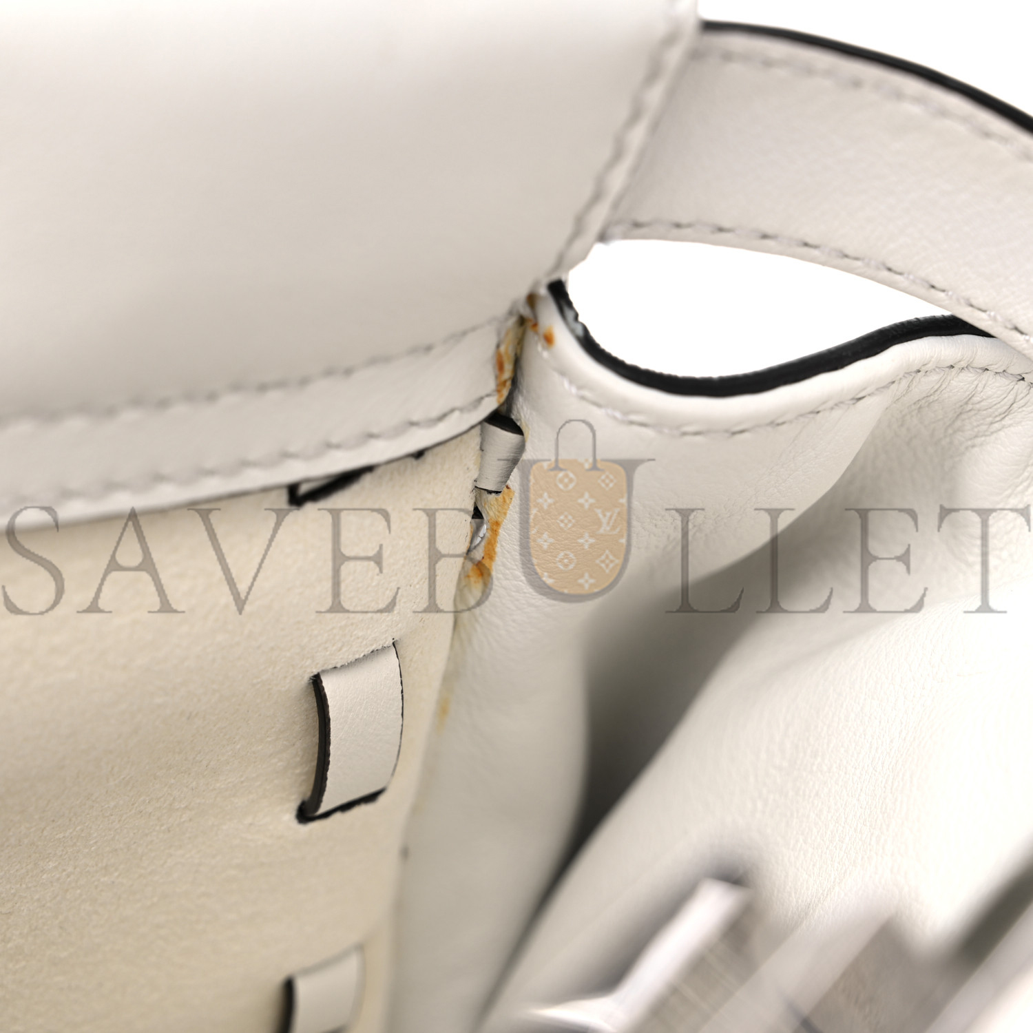 F**di vitello seta century nappa whipstitch medium peekaboo iconic satchel white (34*26*14cm)