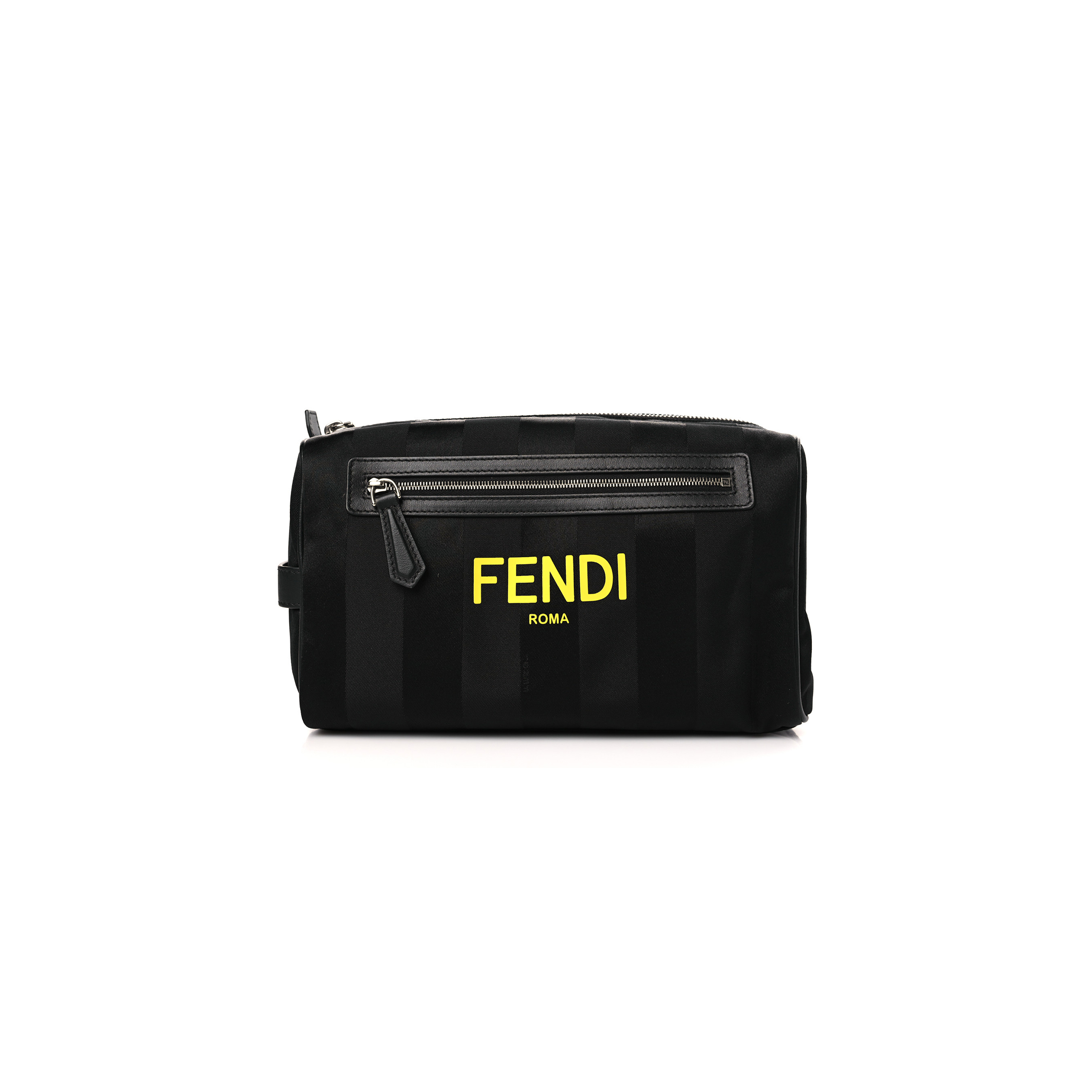 F**di recycled nylon vitello grace light pequin logo travel pouch black sunflower (25*13*11cm)