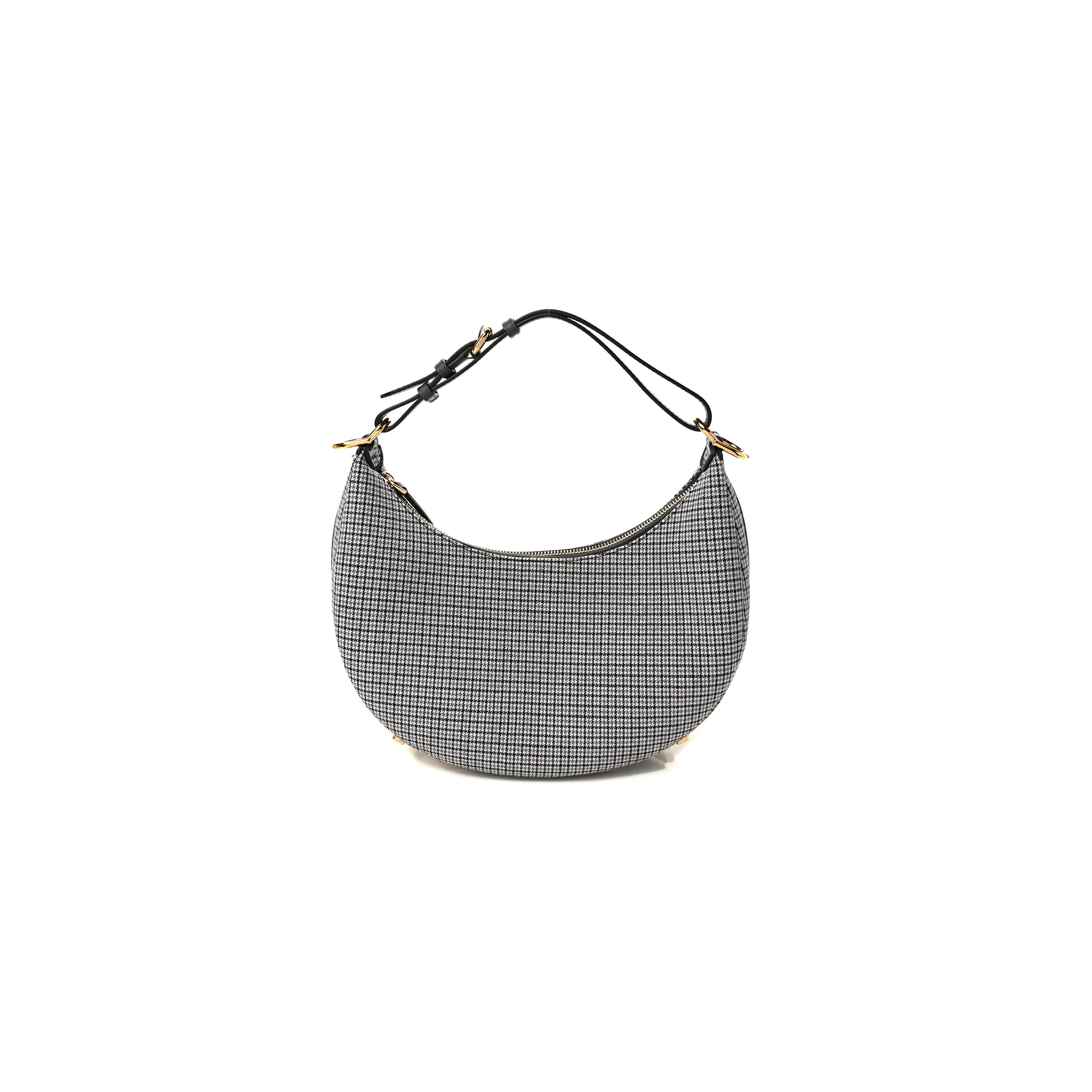 F**di wool vitello grace small houndstooth small F**digraphy hobo bag grigio anthracite (28*21*8cm)