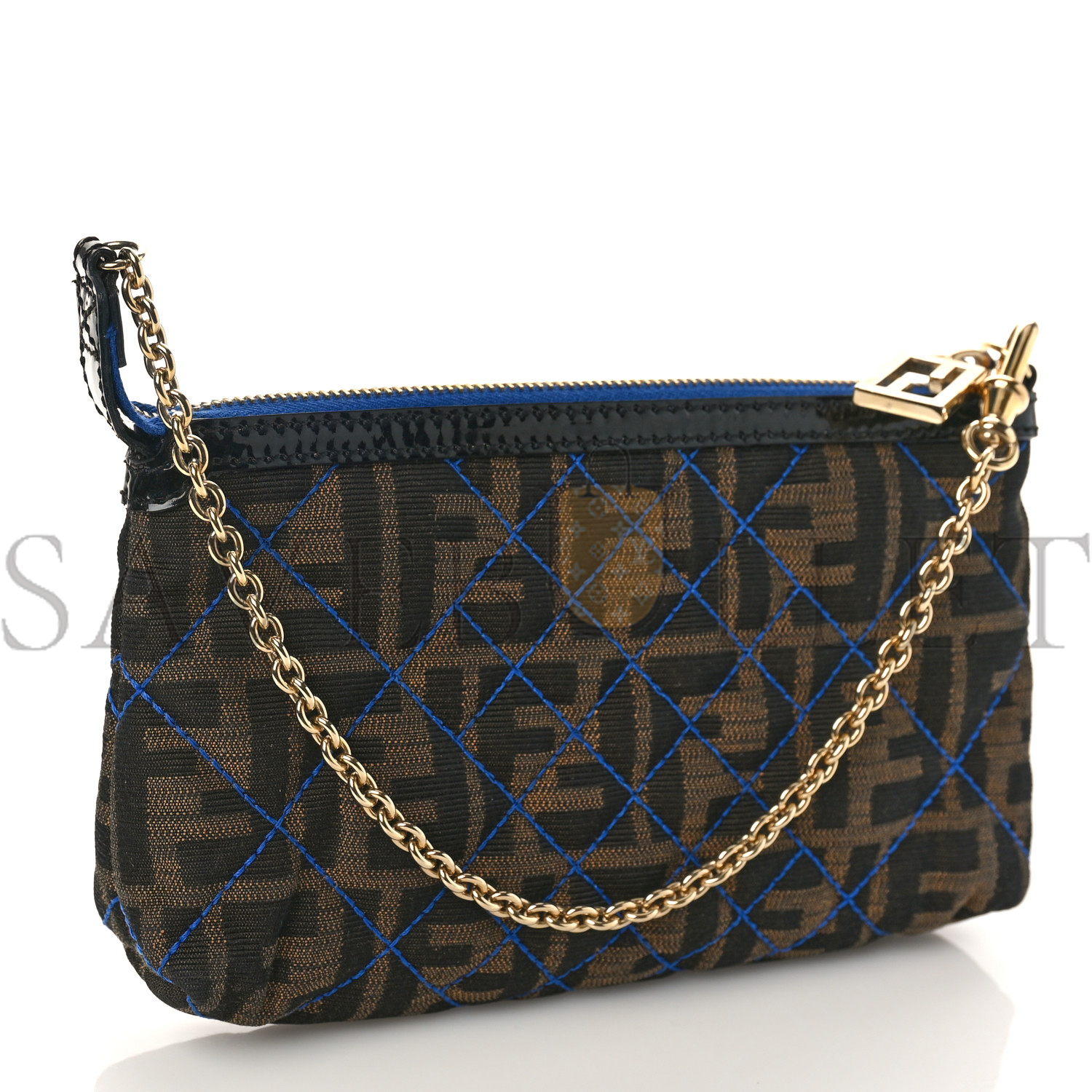 F**di zucca quilted pochette tobacco blue (20*11*4cm)