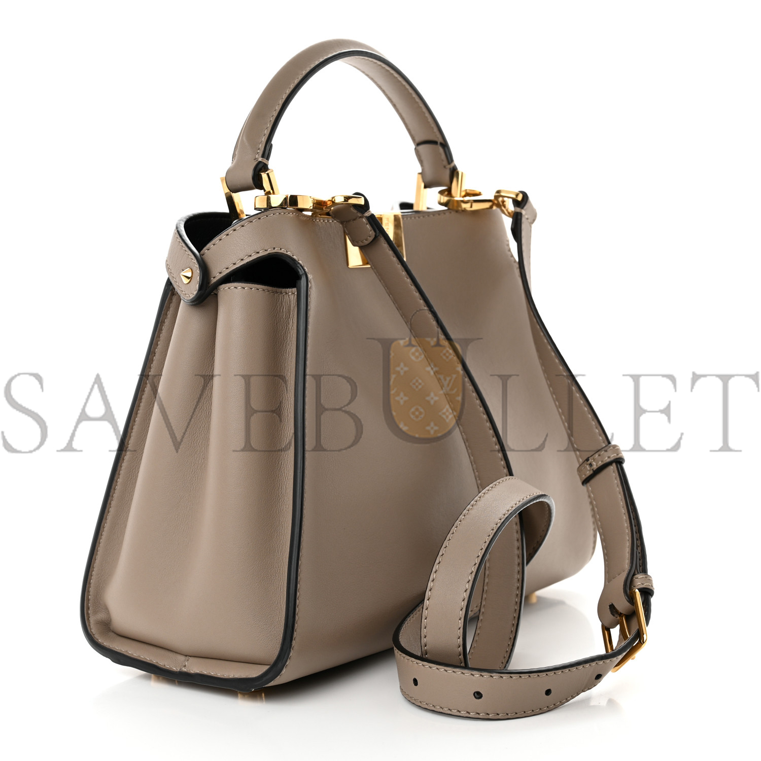 FENDI VITELLO TAHITI BURRO MEDIUM PEEKABOO ICONIC ESSENTIALLY SATCHEL TORTORA BLACK (27*21*12cm)