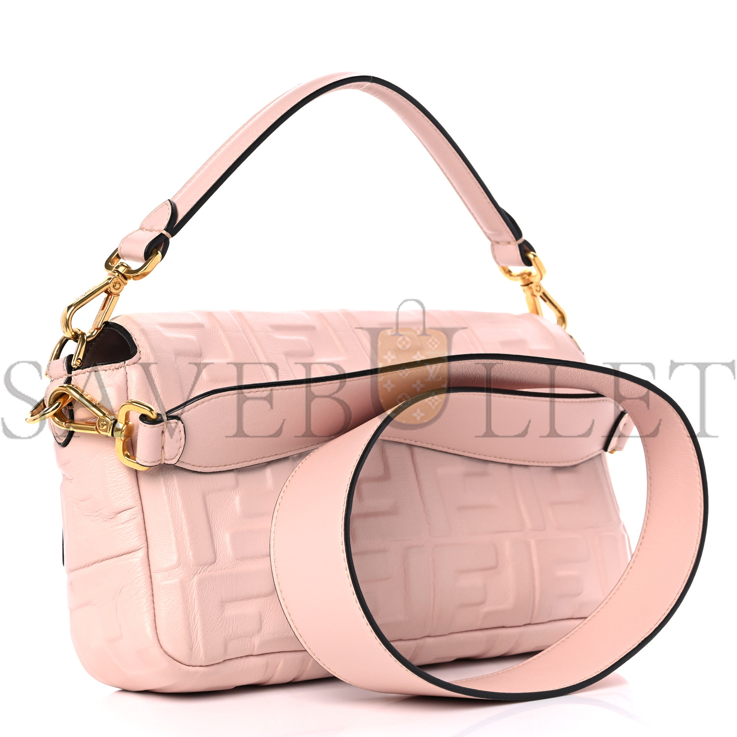 F**di nappa ff 1974 embossed baguette rosa quarzo (27*15*5cm)