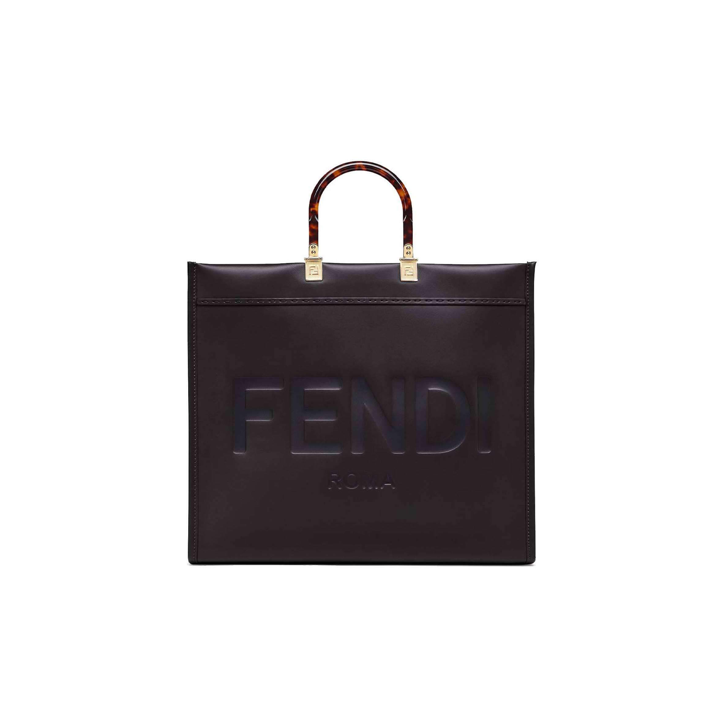 F**di large F**di sunshine - black leather shopper 8bh372abvlf0kur (40.5*35*21.5cm)