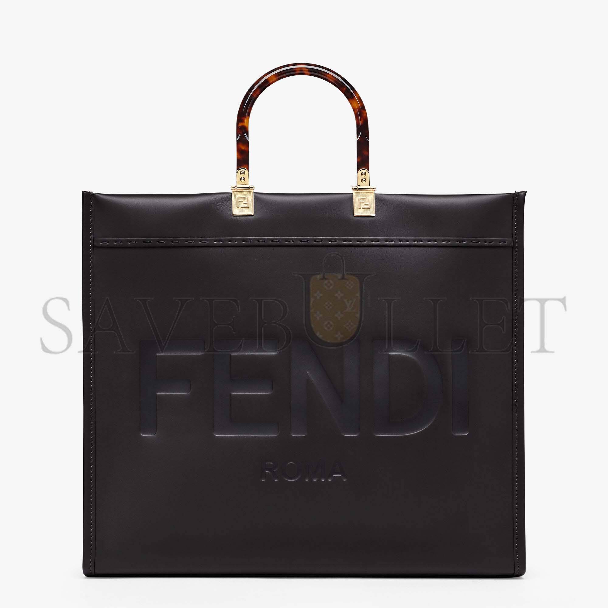 F**di large F**di sunshine - black leather shopper 8bh372abvlf0kur (40.5*35*21.5cm)