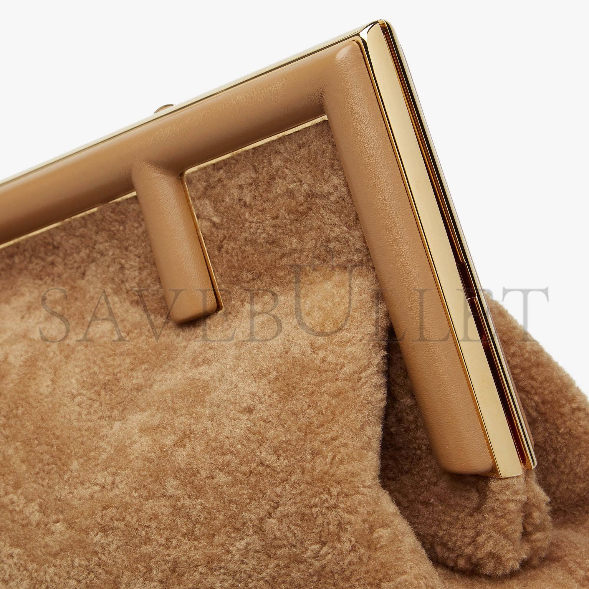 F**di first medium - beige sheepskin bag 8bp127ahnaf0j2d (32.5*23.5*15cm)