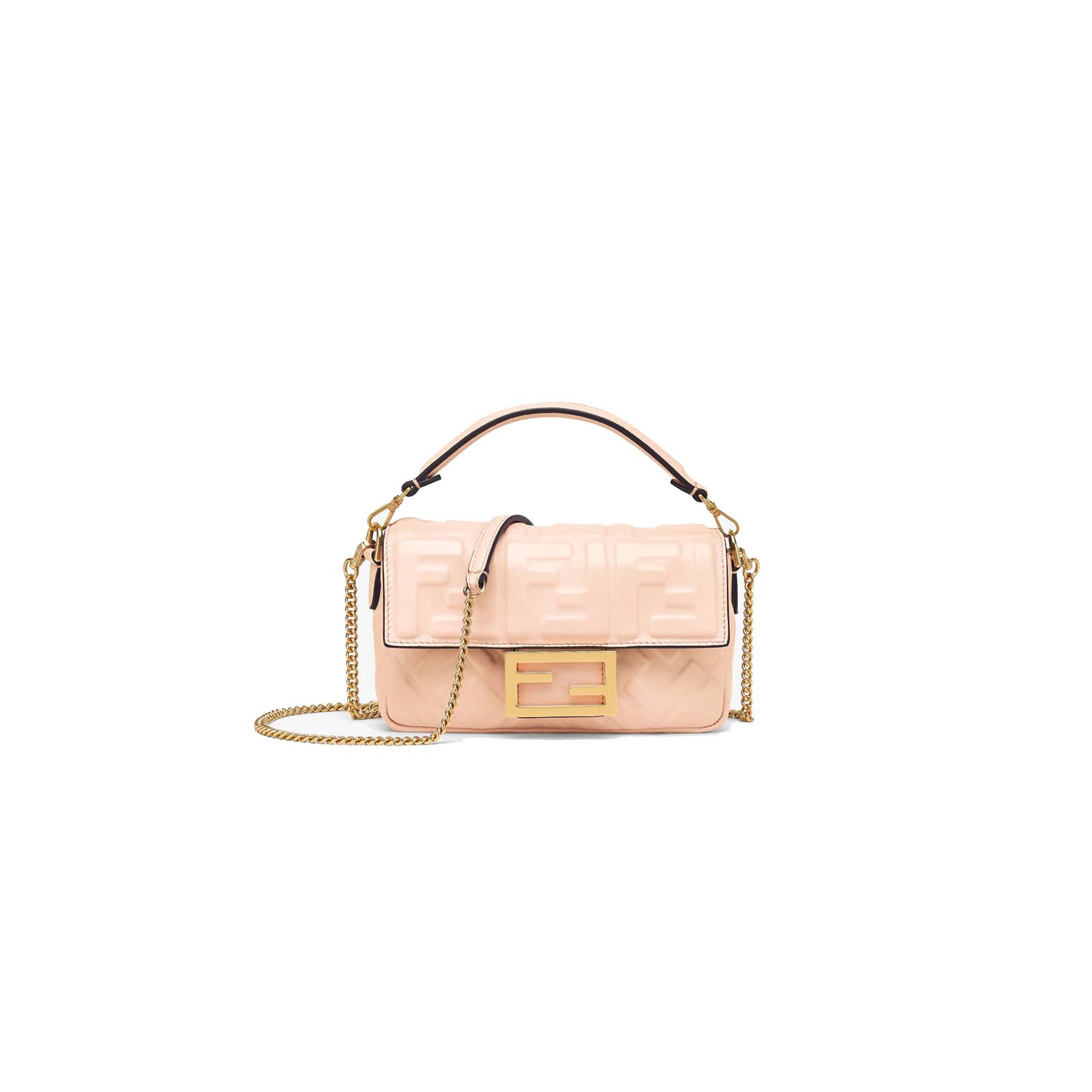 F**di baguette mini - pale pink nappa leather bag 8bs017a72vf171m (19*11.5*4cm)