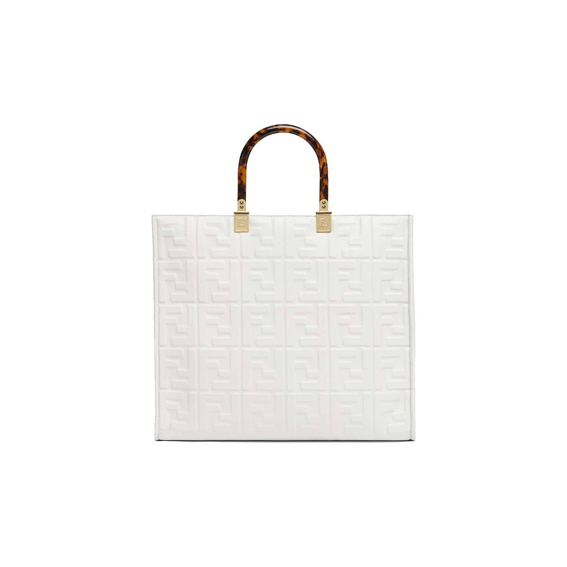 F**di sunshine medium - white leather shopper 8bh386amcvf0qvl (35*31*17cm)