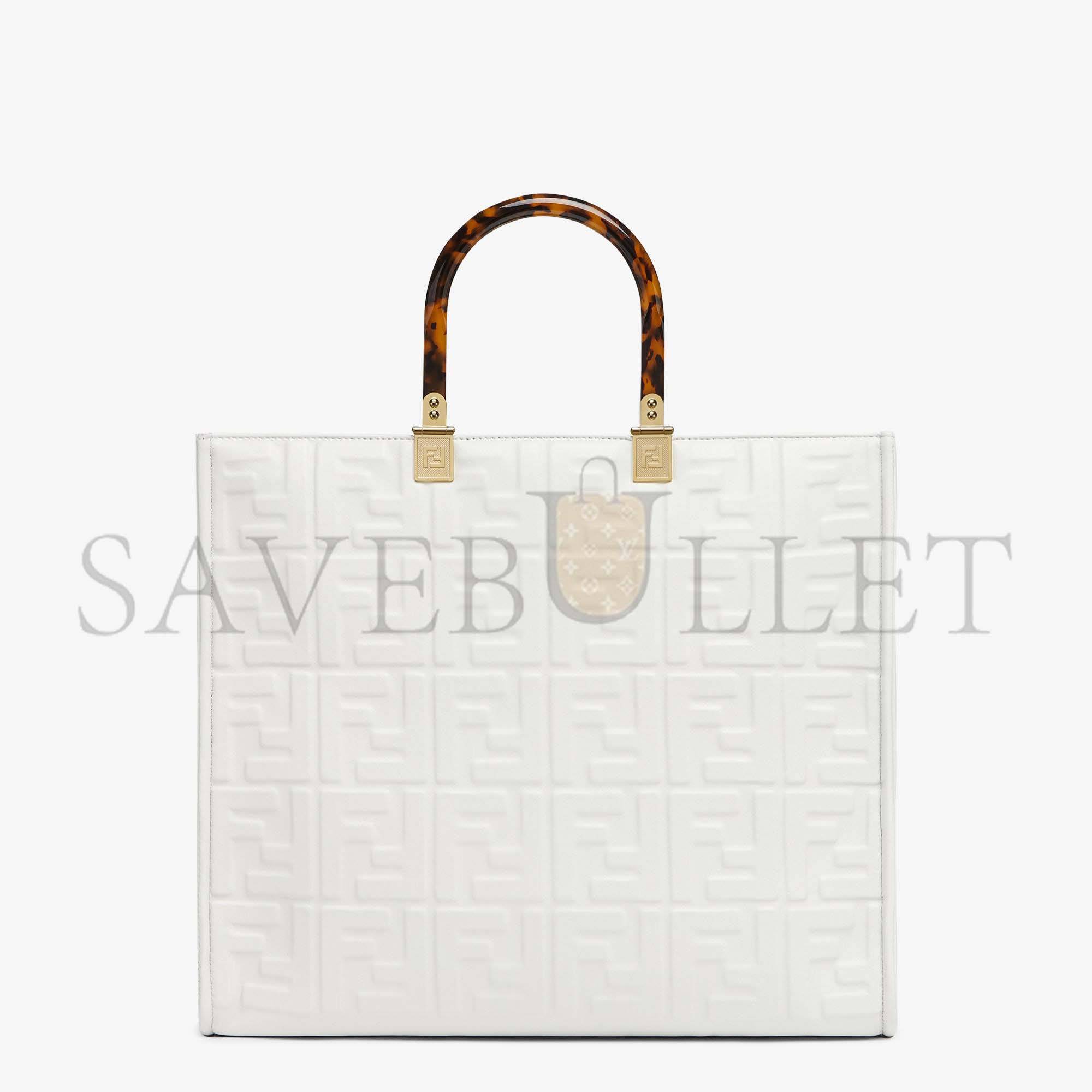 F**di sunshine medium - white leather shopper 8bh386amcvf0qvl (35*31*17cm)