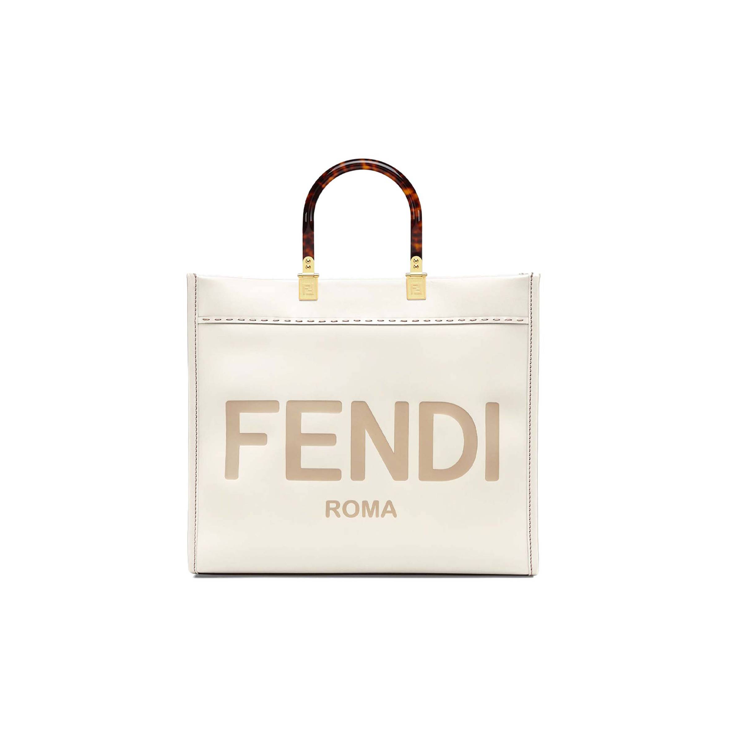 F**di sunshine medium - white leather shopper 8bh386abvlf0k7e (35*31*17cm)