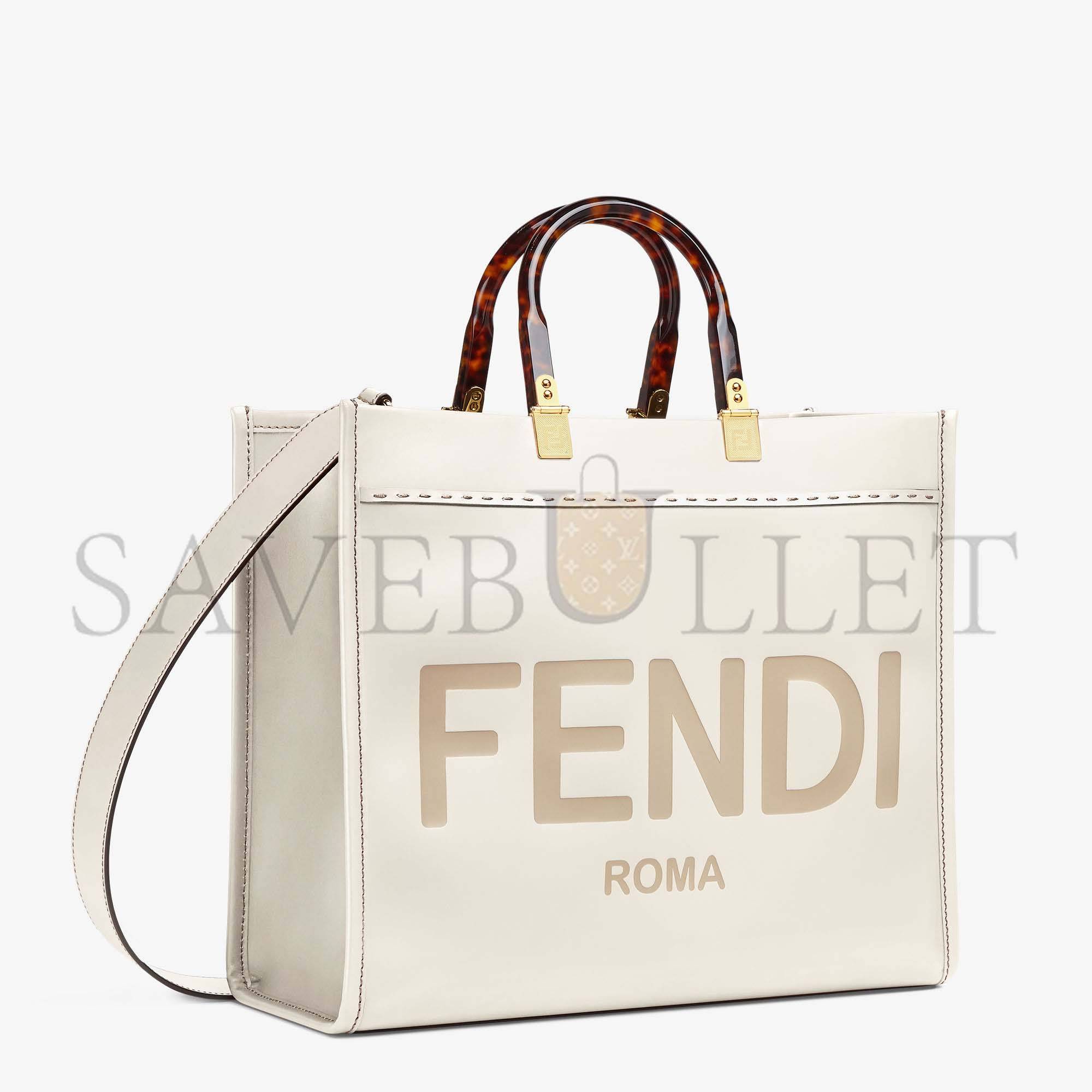 F**di sunshine medium - white leather shopper 8bh386abvlf0k7e (35*31*17cm)