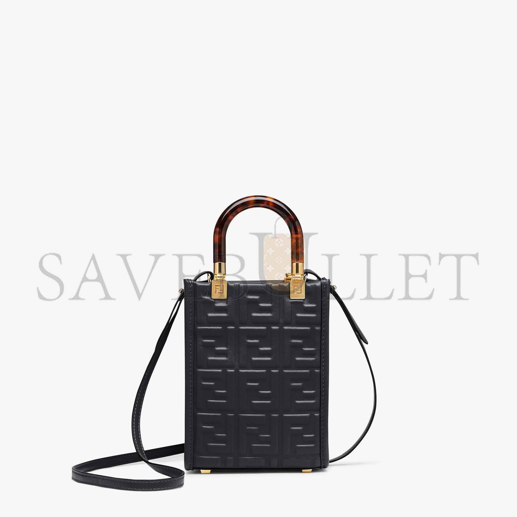 F**di mini sunshine shopper - black leather mini bag 8bs051amcif0kur (18*13*6.5cm)