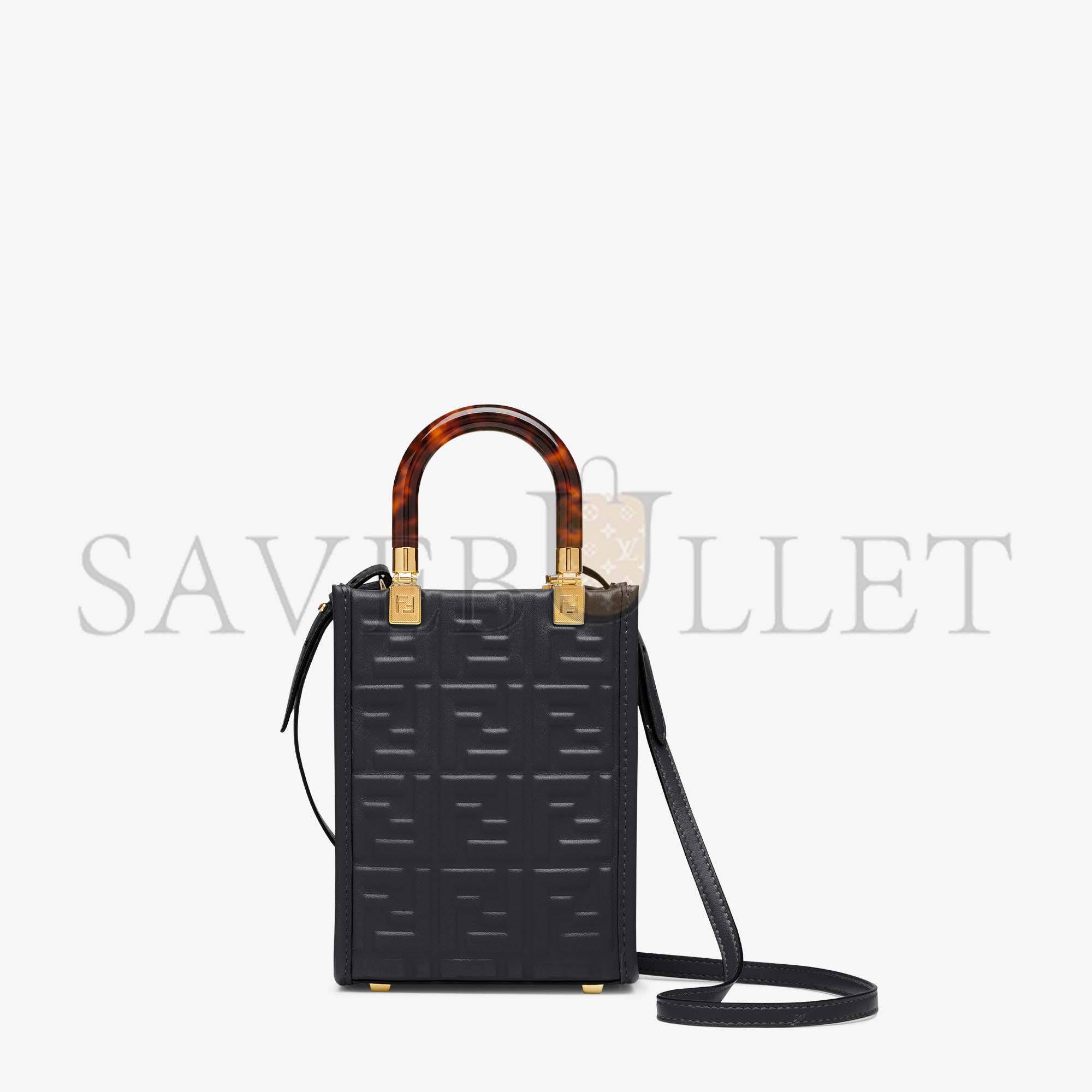 F**di mini sunshine shopper - black leather mini bag 8bs051amcif0kur (18*13*6.5cm)