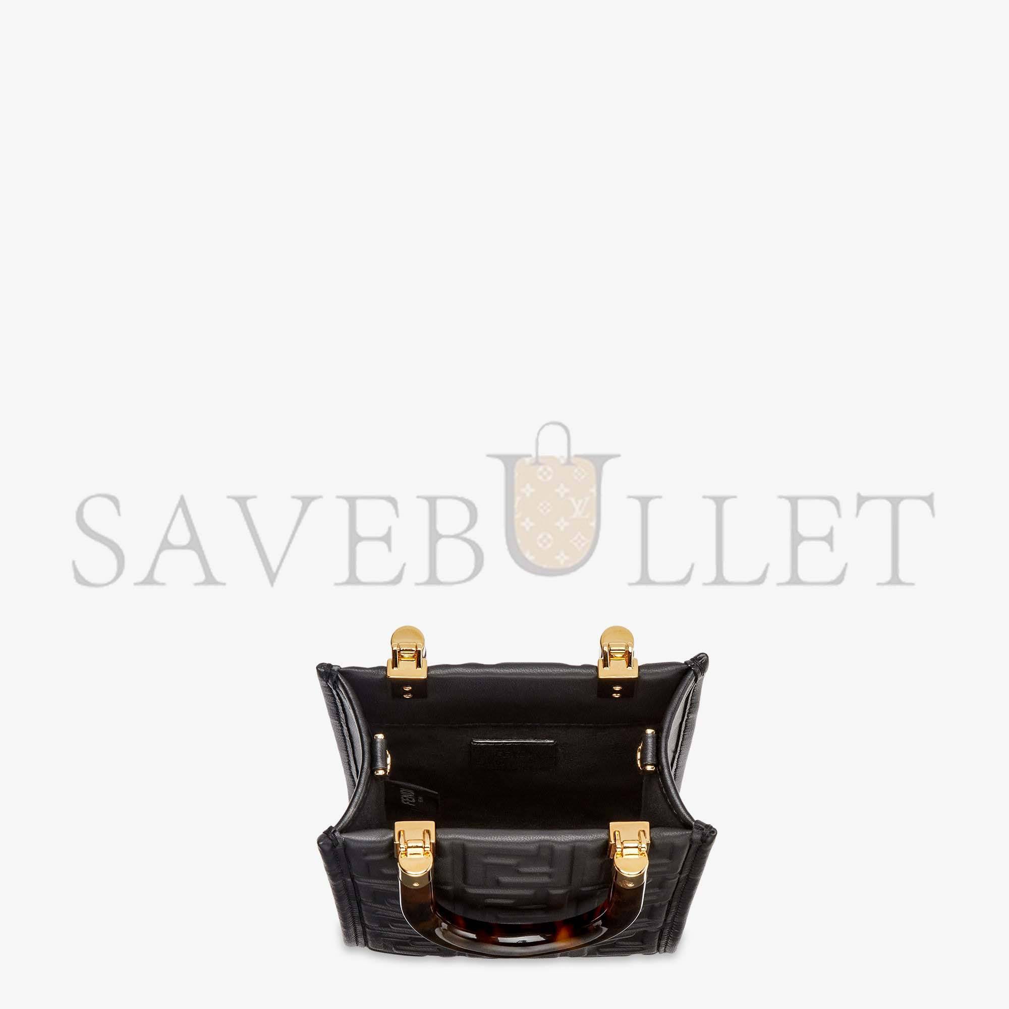 F**di mini sunshine shopper - black leather mini bag 8bs051amcif0kur (18*13*6.5cm)