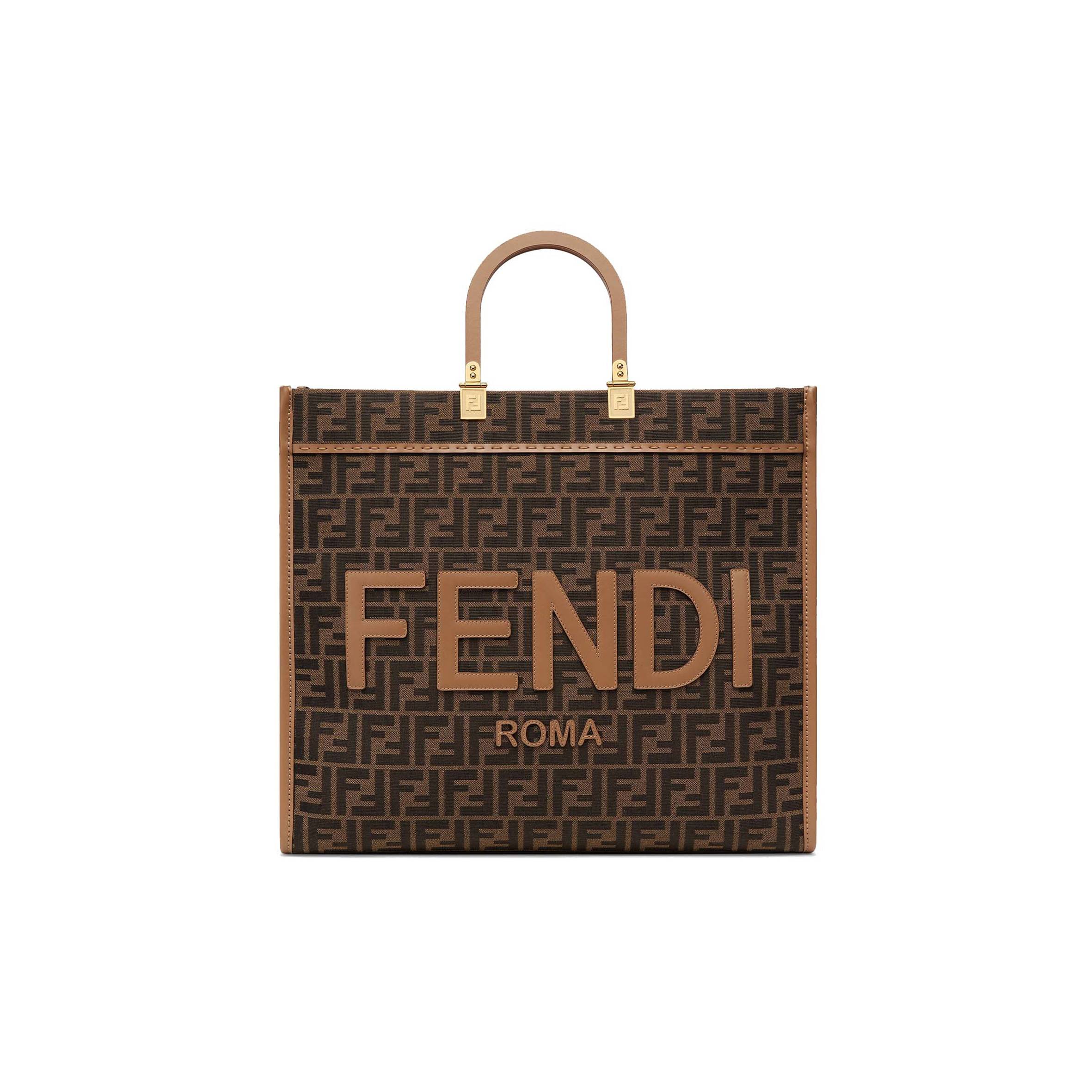 F**di sunshine large - brown ff jacquard fabric shopper 8bh372alvyf1ge3 (40.5*35*21.5cm)