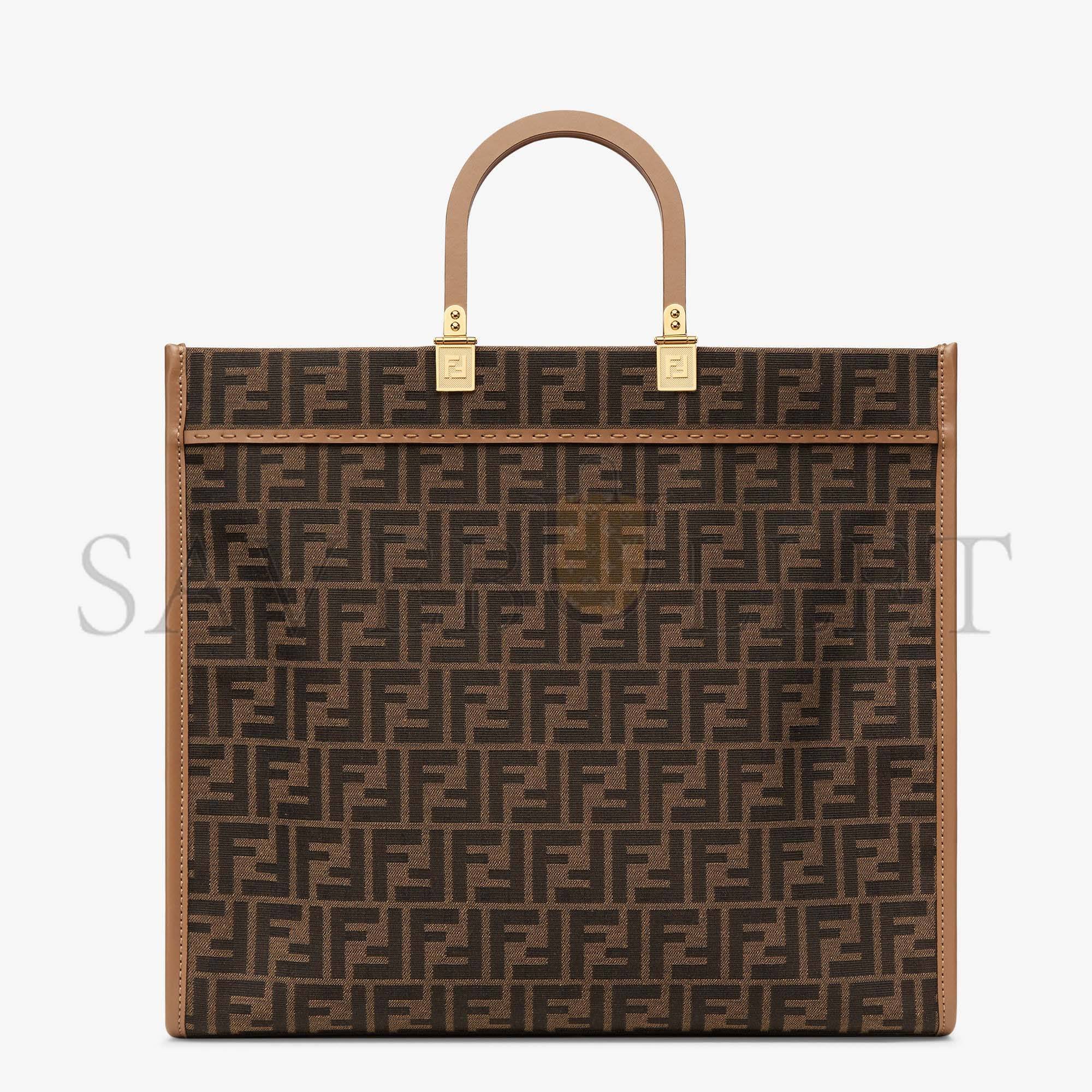 F**di sunshine large - brown ff jacquard fabric shopper 8bh372alvyf1ge3 (40.5*35*21.5cm)