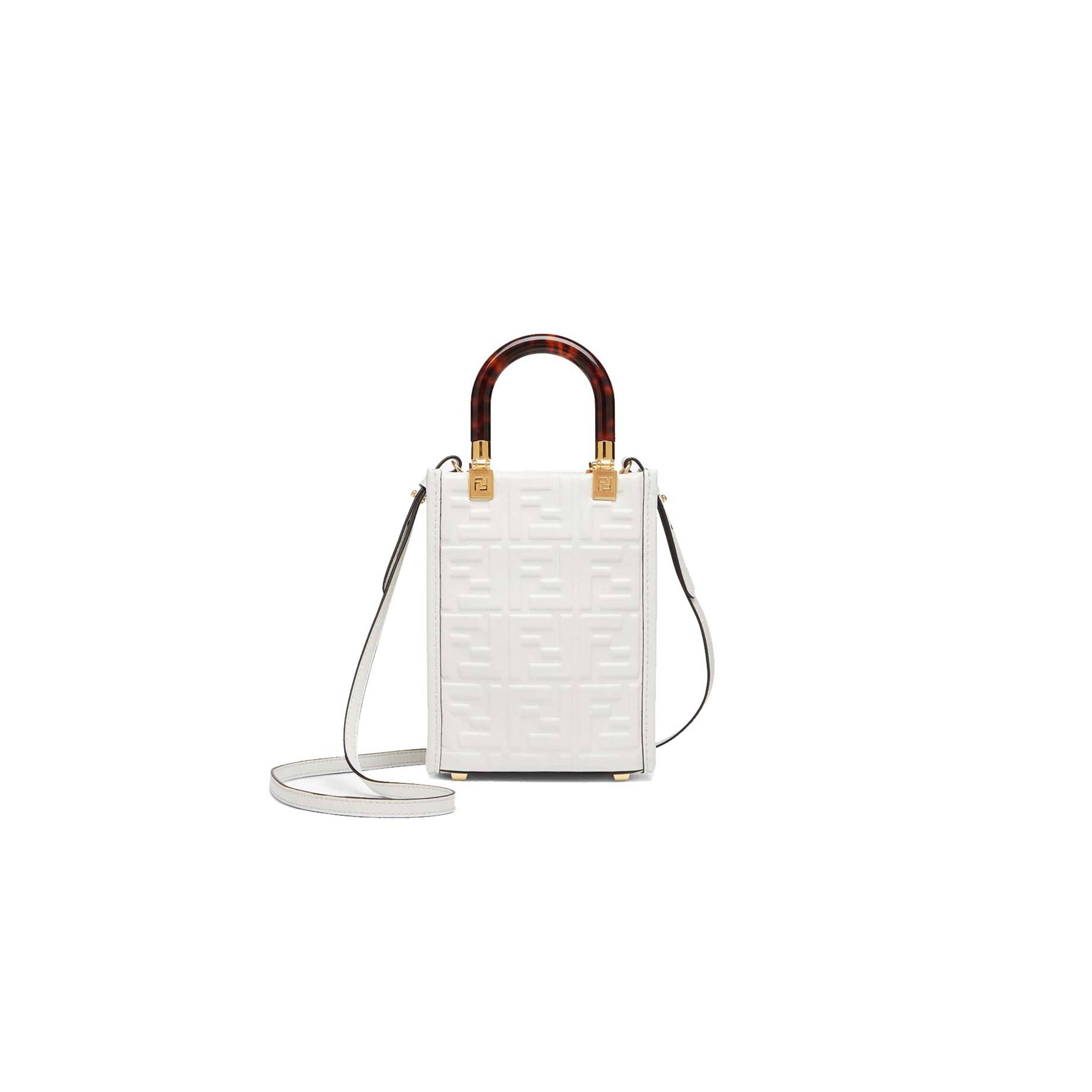 F**di mini sunshine shopper - white leather mini bag 8bs051amcif0qvl (18*13*6.5cm)