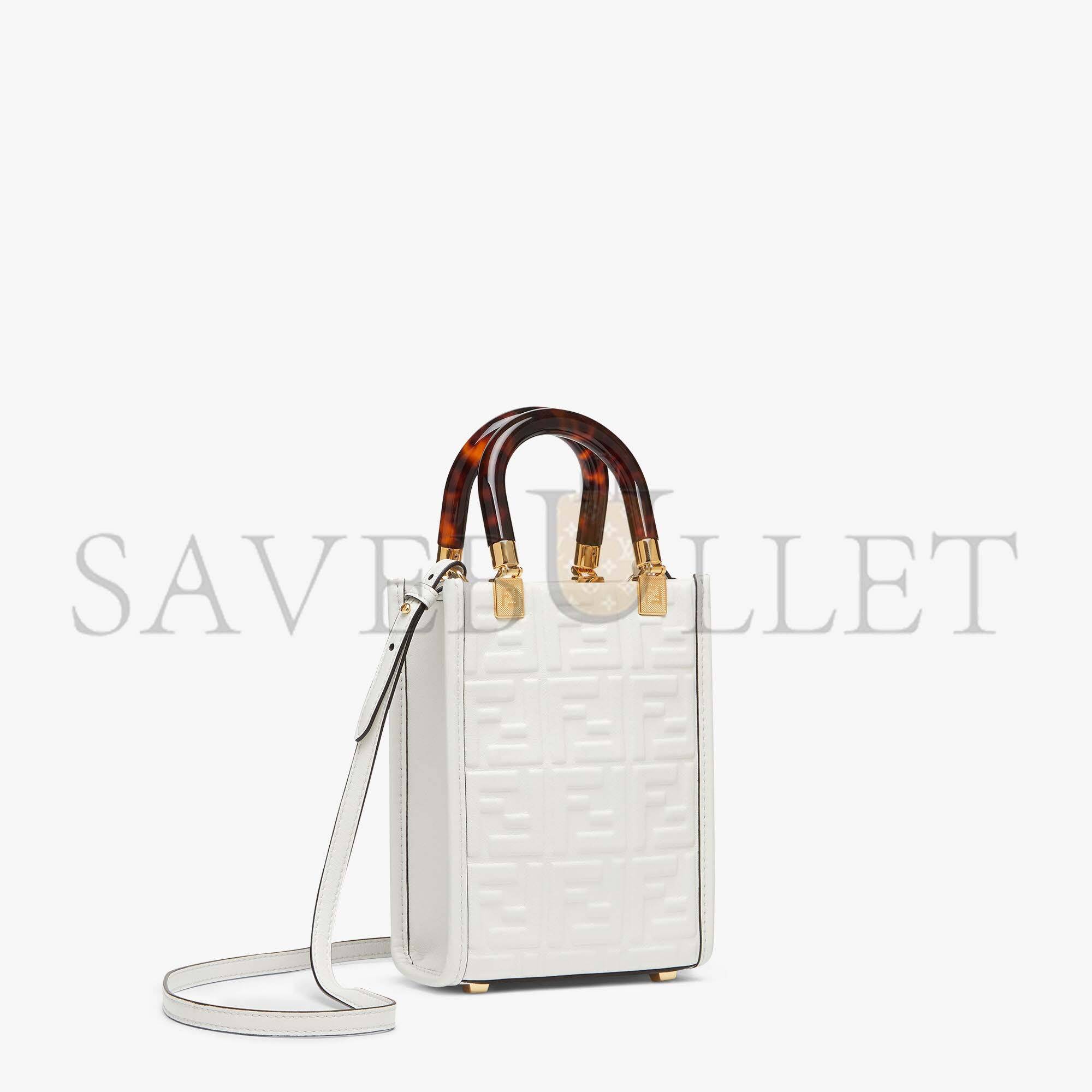 F**di mini sunshine shopper - white leather mini bag 8bs051amcif0qvl (18*13*6.5cm)