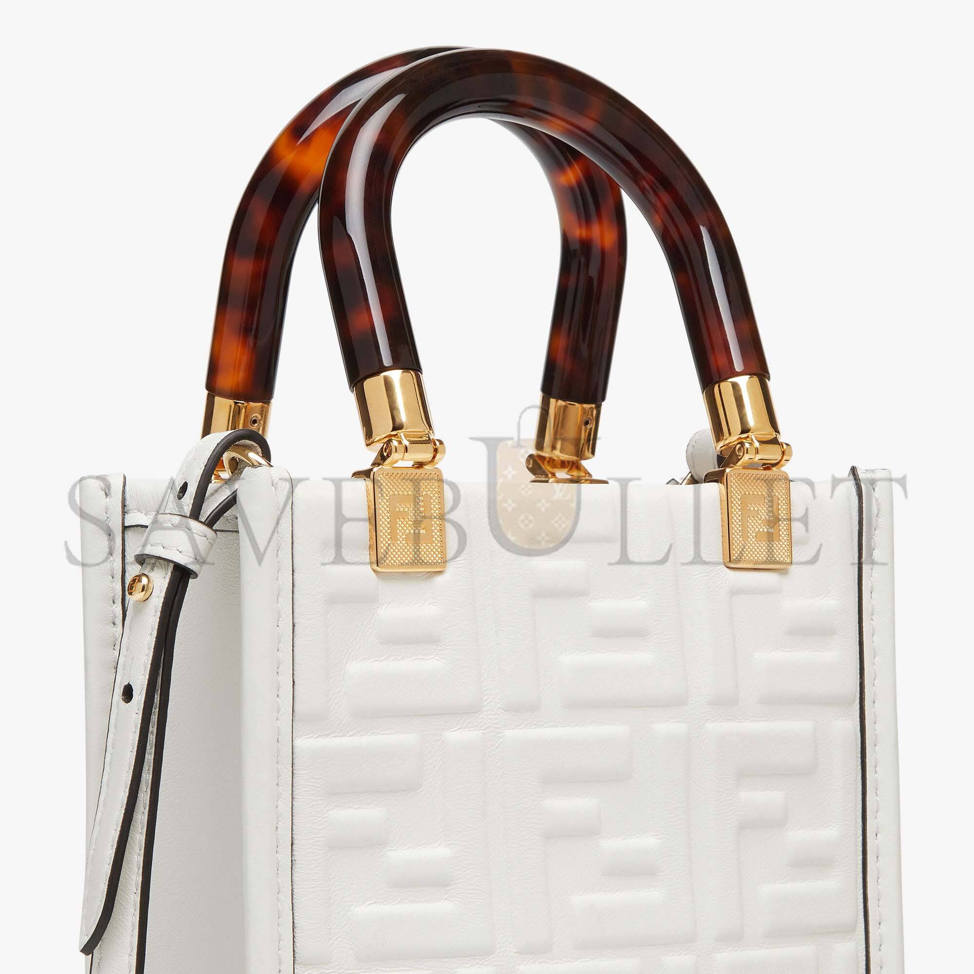 F**di mini sunshine shopper - white leather mini bag 8bs051amcif0qvl (18*13*6.5cm)