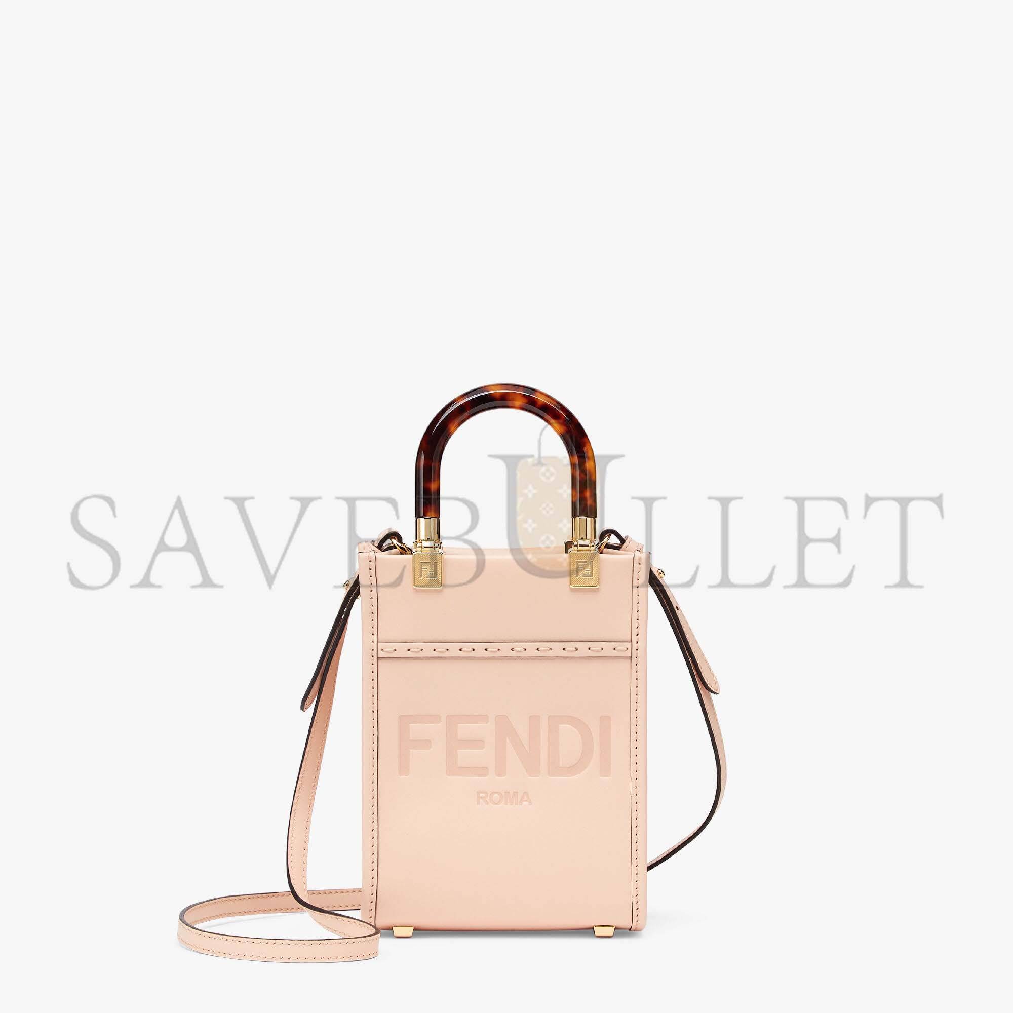 F**di mini sunshine shopper - pale pink leather mini bag 8bs051abvlf1hdg (18*13*6.5cm)