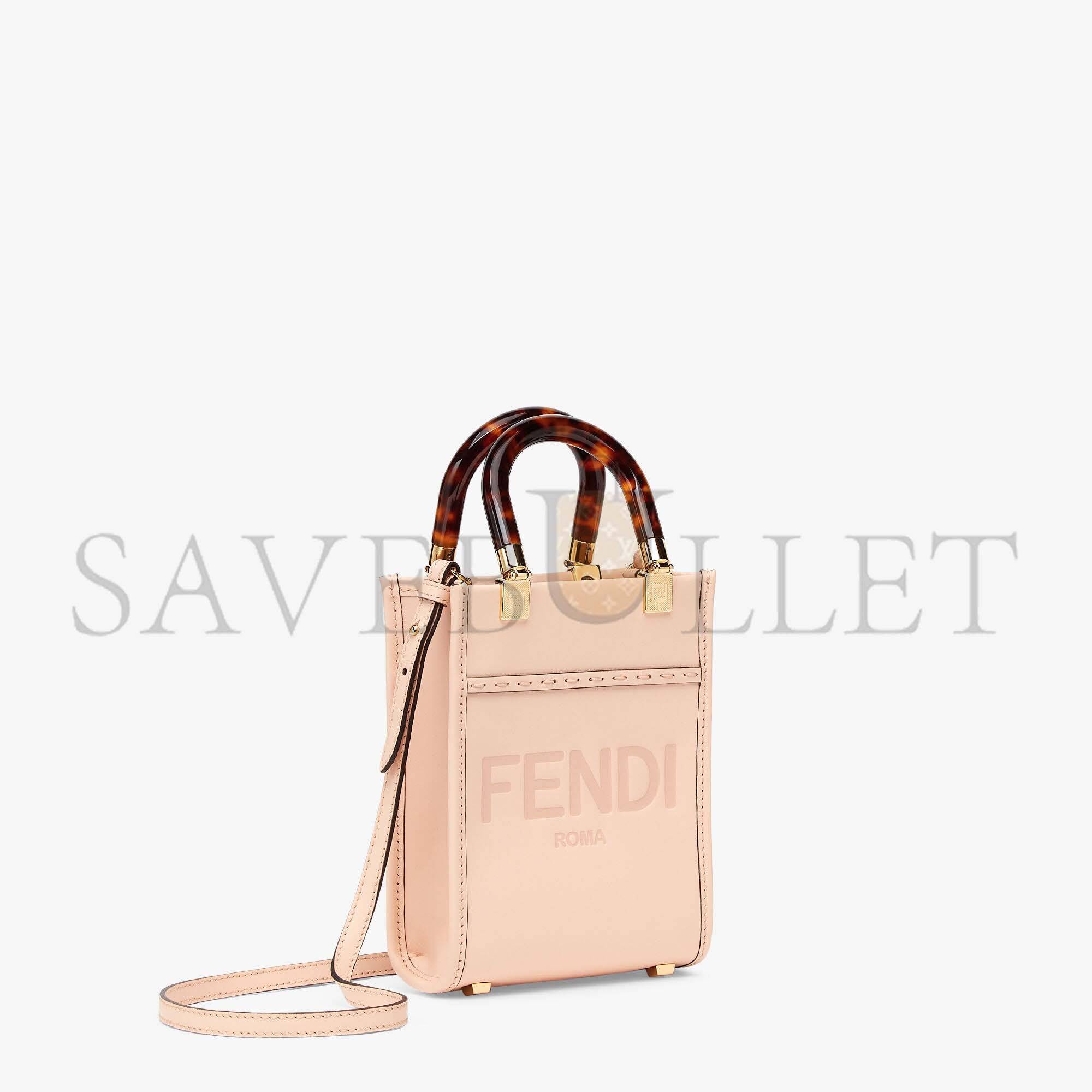 F**di mini sunshine shopper - pale pink leather mini bag 8bs051abvlf1hdg (18*13*6.5cm)