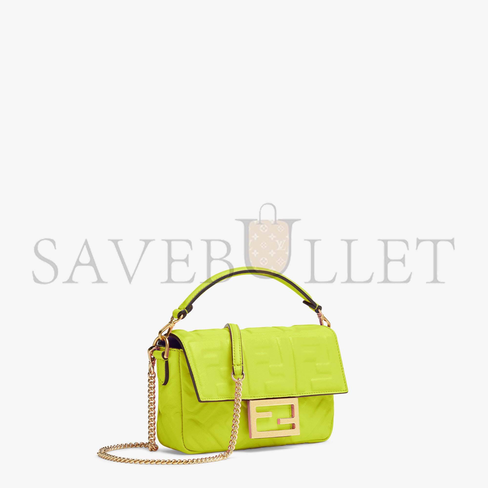 F**di baguette mini - acid green nappa leather bag 8bs017a72vf1jcm (19*11.5*4cm)