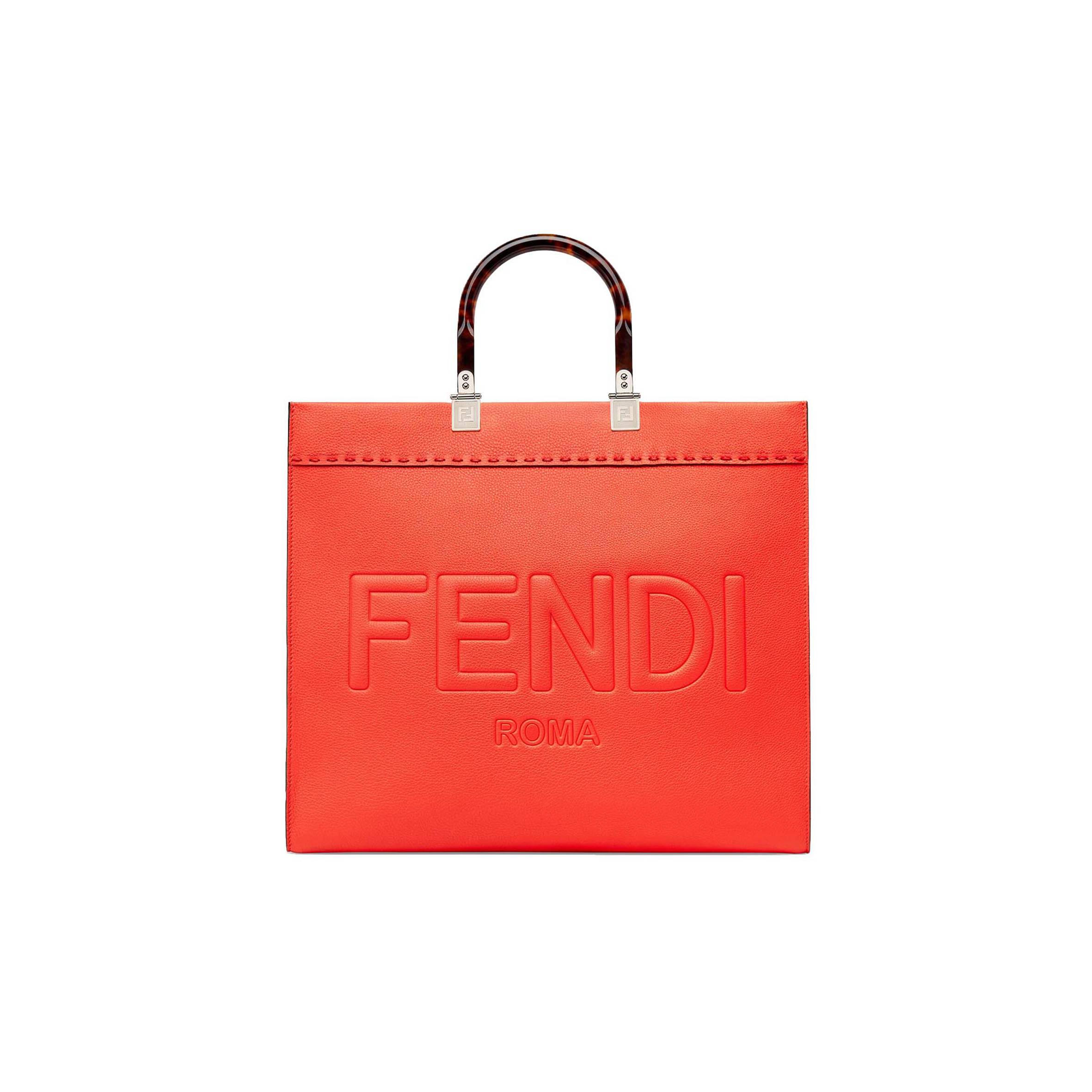 F**di sunshine medium - red full grain leather shopper 8bh386alfyf0h46 (35*31*17cm)