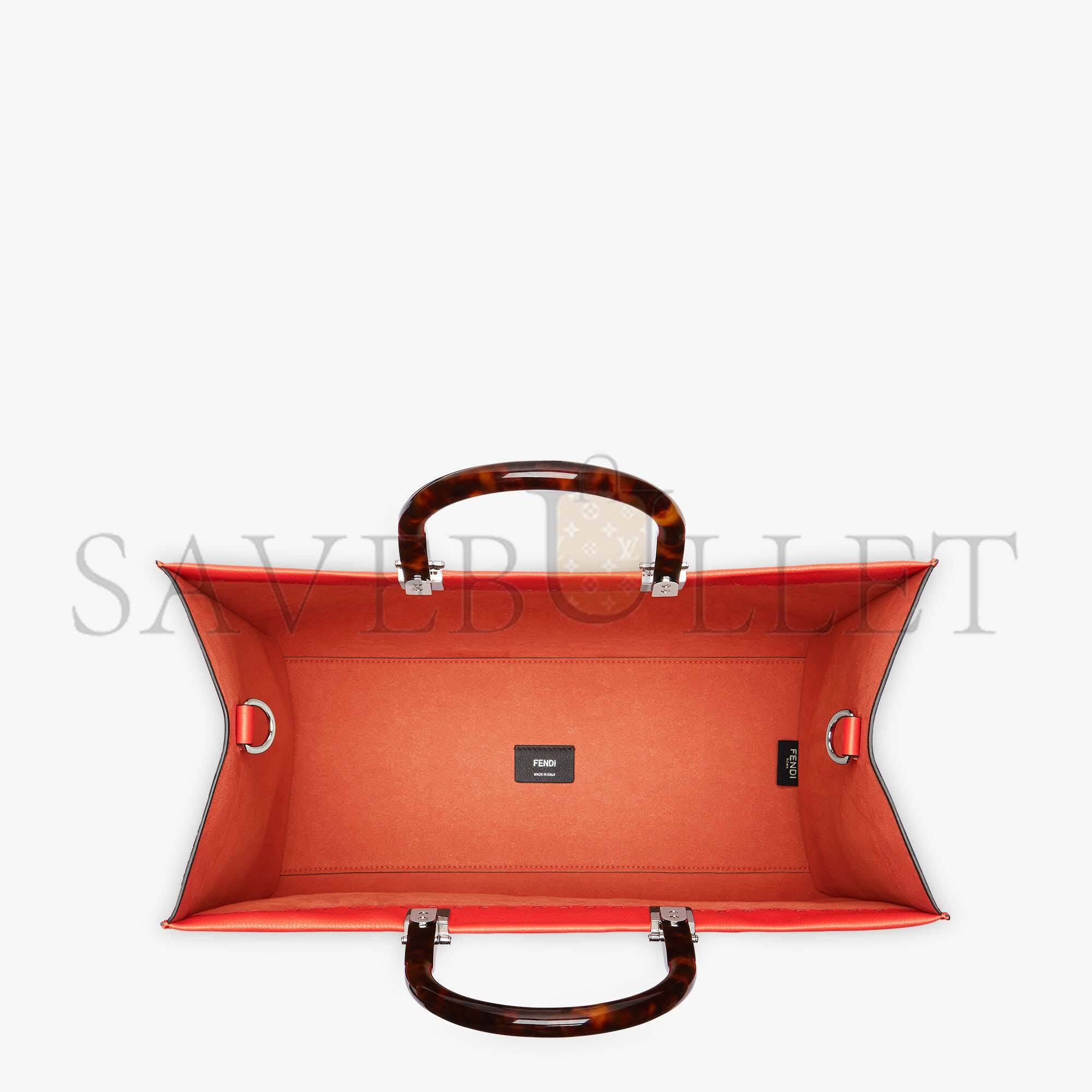 F**di sunshine medium - red full grain leather shopper 8bh386alfyf0h46 (35*31*17cm)