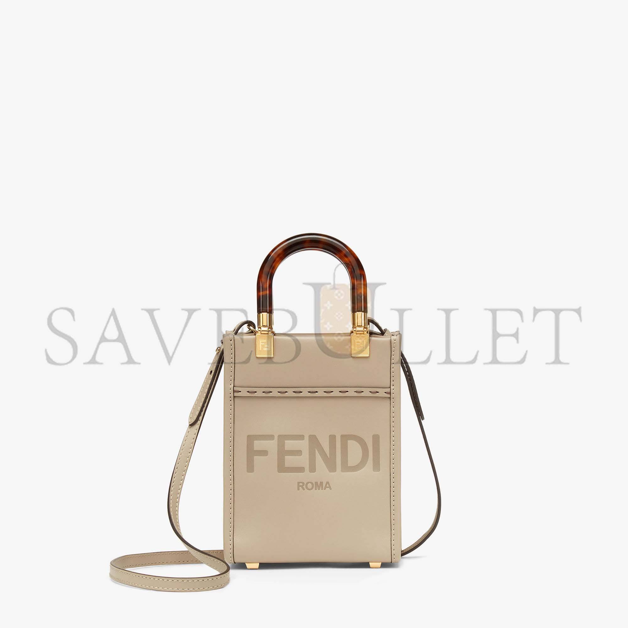 F**di mini sunshine shopper - dove-gray leather mini-bag 8bs051abvlf0e65 (18*13*6.5cm)