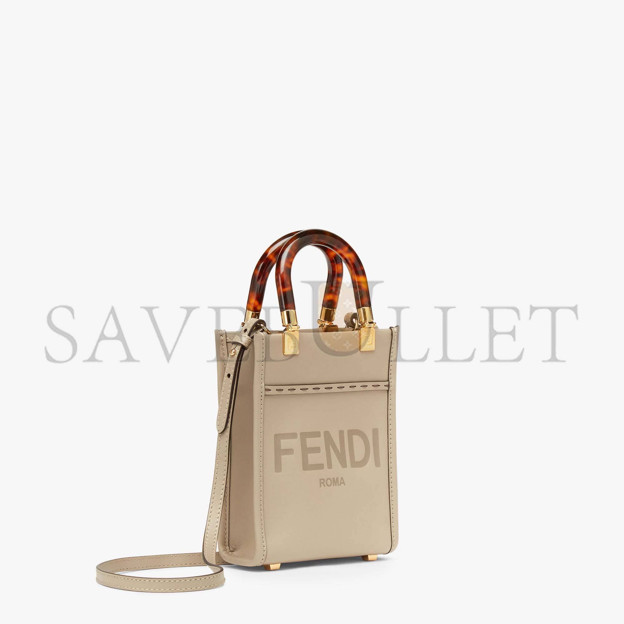 F**di mini sunshine shopper - dove-gray leather mini-bag 8bs051abvlf0e65 (18*13*6.5cm)