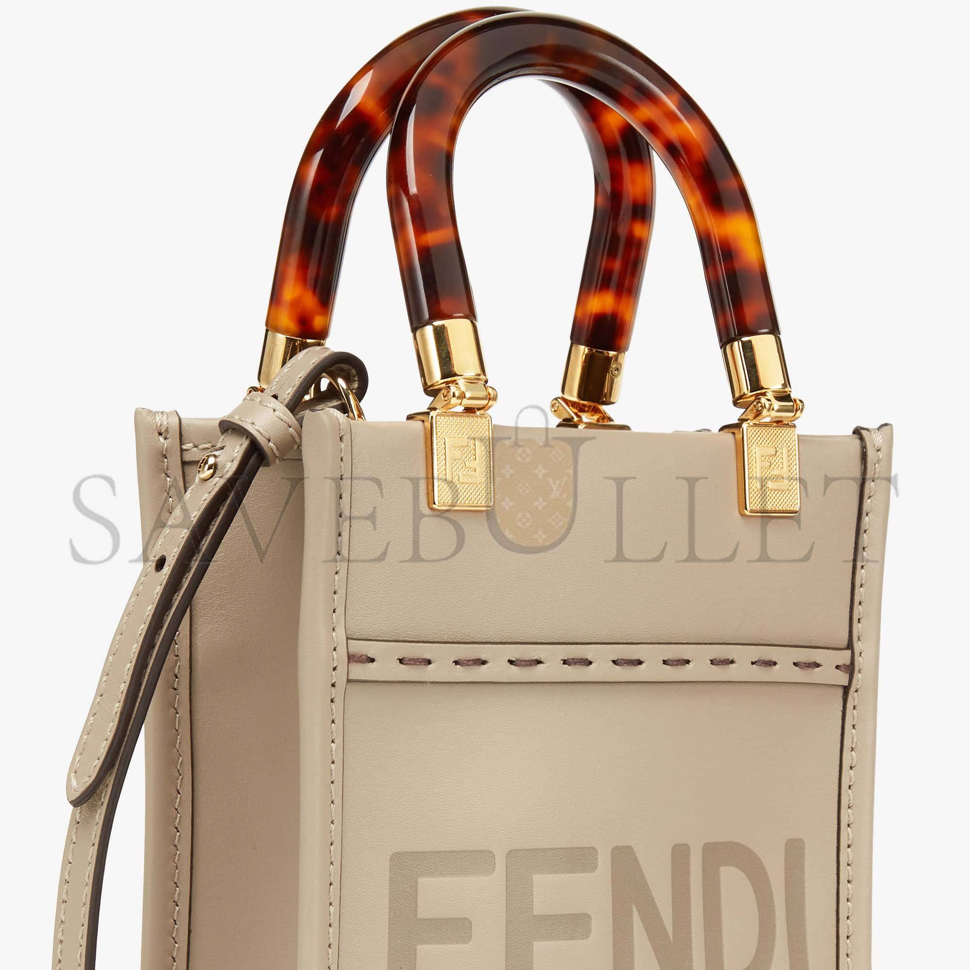 F**di mini sunshine shopper - dove-gray leather mini-bag 8bs051abvlf0e65 (18*13*6.5cm)