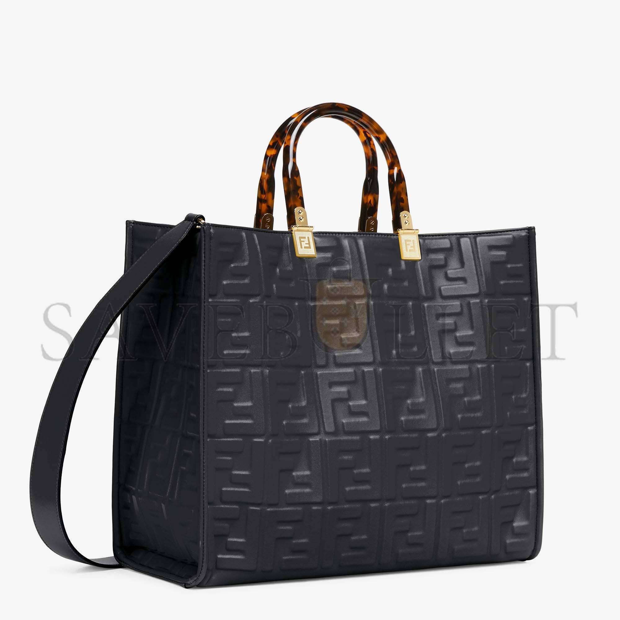 F**di sunshine medium - black leather shopper 8bh386amcvf0kur (35*31*17cm)